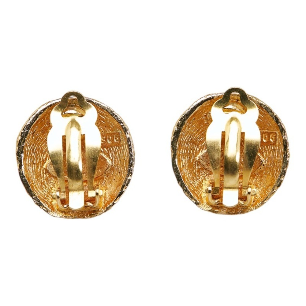 CHANEL Cocomark Mesh Earrings Gold Women's - Picture 2 of 5